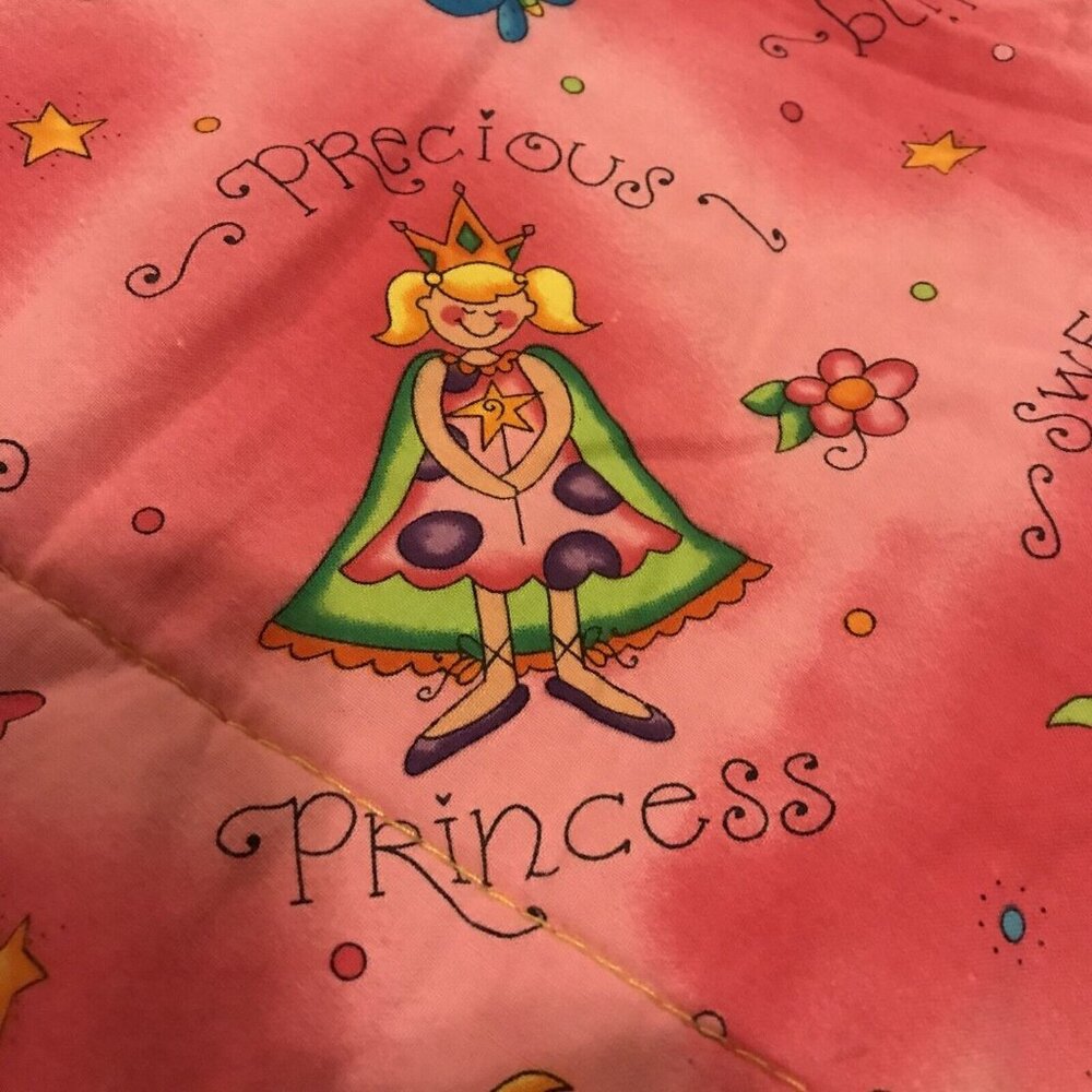 Vtg Bazoongi Sweet Princess Sleeping Bag  Pink & Yellow Print 52X27" Sleepovers - Picture 6 of 9